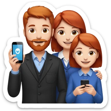 Red head man short brown haired girl selling phones  sticker