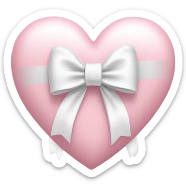 Pastel pink heart with a￼ white bow ￼ sticker