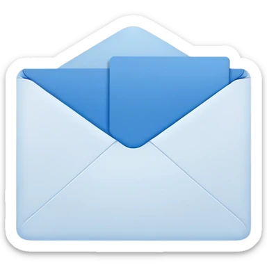 white postcard in blue envelope sticker