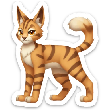 Anthro Beige-Orange-Brown Striped Fur-Sona-Fakemon Lynx-Caracal Full Body sticker