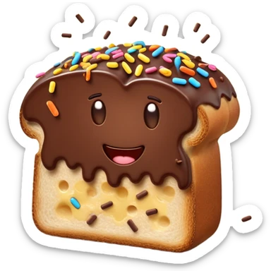 hagelslag-cinematic-realistic-hagelslag-treat-emoji,-depicted-as-crunchy-chocolate-sprinkles-scattered-on-a-slice-of-buttered-bread,-rendered-with-vivid-textures-and-playful,-inviting-lighting. sticker