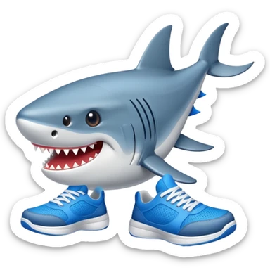 Tiburón con zapatos tenis azules sticker