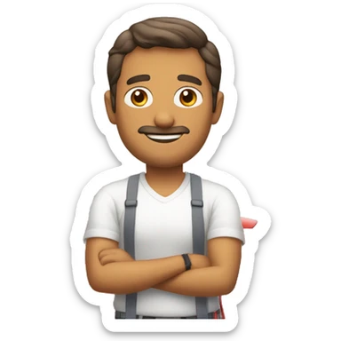 padre español con pelo castaño, conduce el coche para llevar a su familia de vacaciones sticker