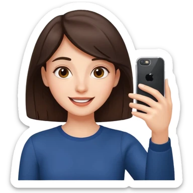 happy and energetic Brunette Girl taking selfie with her phone sticker