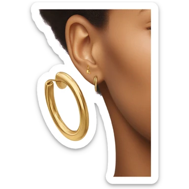 single minimal gold hoop Earrings closeup sticker