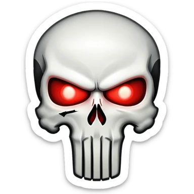 Punisher skull with glowing red eyes sticker
