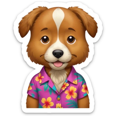 Dog – wearing colorful aloha shirt sticker