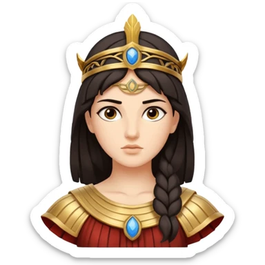 Athena the Greek goddess, dark haired, most important deities in Greek mythology, the daughter of Zeus, associated with: Strategic warfare Wisdom and intellect Craft, engineering, building, navigation Justice and good governance Protection of cities embodys rational, disciplined intelligence sticker