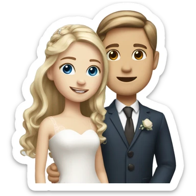 Blonde hair blue eyes girl with brown hair hazel eyes boy getting married  sticker