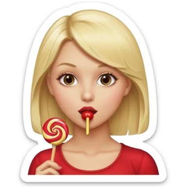 A xxx naked blonde female sucking on a lollipop seductively with nice tits sticker
