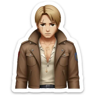leon kennedy in torn clothes dripping  sticker
