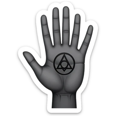 grey hand with a black occult symbol on the palm sticker