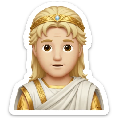 Apollo, God of Light from Gods and Goddesses with long golden blonde hair, white outfit sticker