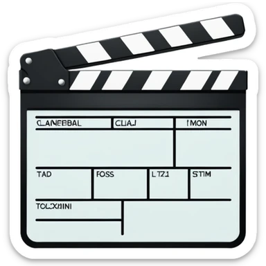 ultra simple film slate outline, black line drawing only, no fill or shading, just essential outlines of a clapperboard sticker