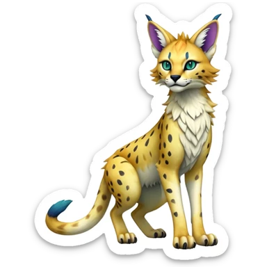 Epic Edgy Colorful ethereal eldritch Sergal-Serval-Fionbri sticker