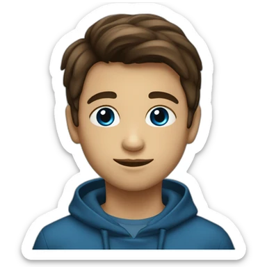 un niño con pelo liso y cafe medio oscuro con ojos azules sticker