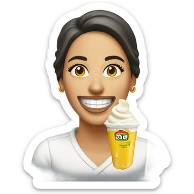 A lebenese woman smiling with mayonnaise dripping from her mouth sticker