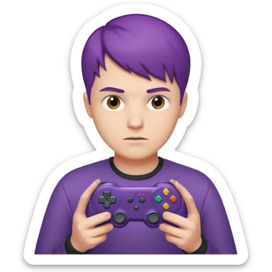 colored purple short male hair gamer game pad controller sticker