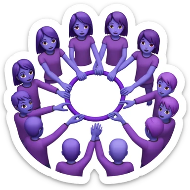 purple group without eyes and nose   holding handsin circle sticker