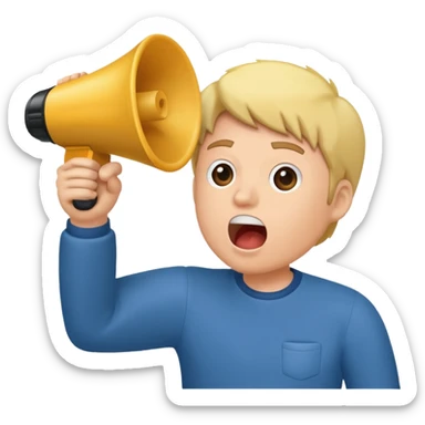  2nd pic yelling into megaphone held in right hand sticker