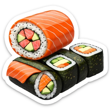 Sushi rolls rice outside restaurant style  sticker