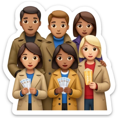 group of people standing in line at a movie theater sticker