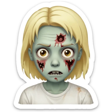 grungie zombie with blonde hair and white tee sticker