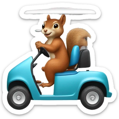 Squirrel riding a golf cart sticker
