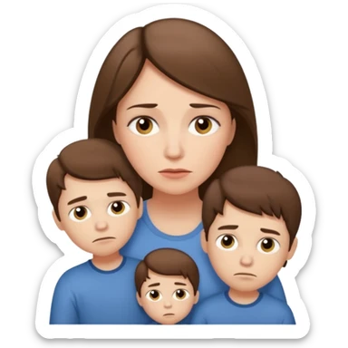 Exhausted Light brunette beautiful mom with 3 sons sticker