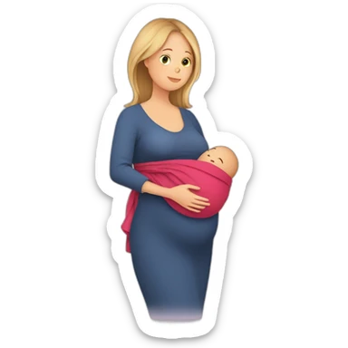 European pregnancy Babywearing mom with baby and wrap sticker