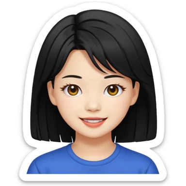 portrait emoji of Jeongyeon from TWICE, long black hair, cheerful expression sticker