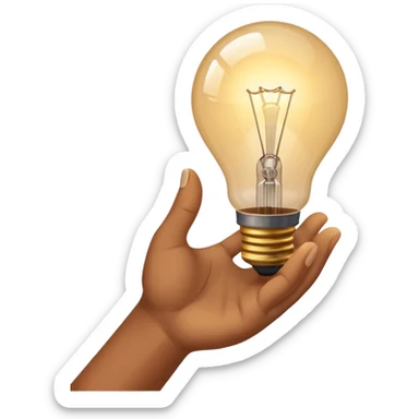 hand holding a lightbulb, signifying inspiration sticker