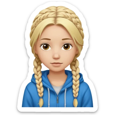 hoodie blonde girl with braided hair sticker