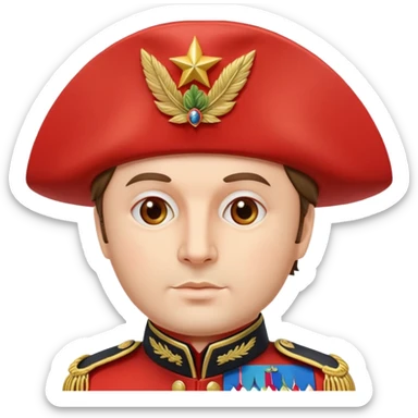 tomato wearing Napoleon Bonaparte's bicorne hat and military officer uniform sticker