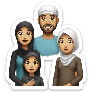Muslim familys with 1 son 2 daughters  sticker