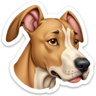 Cinematic Cute Yawning Fawn Great Dane Portrait Emoji, Head tilted slightly with a dramatic, wide-open yawn, revealing a smooth fawn coat with a refined texture, floppy ears slightly drooping, round amber eyes barely open in drowsy contentment, Simplified yet irresistibly adorable features, highly detailed, glowing with a soft, cozy glow, high shine, relaxed yet expressive, stylized with a touch of whimsy, bright and endearing, soft glowing outline, capturing the essence of a sleepy yet affectionate guardian, so drowsy it feels like it could stretch out of the screen and curl up for a nap! sticker