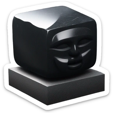 Osiris obsidian statue on granite 30 ton brick, massive size, sunlight behind, sunset colors, reflections on black stone polished clean perfect, photography angles sticker