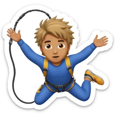 bungee jumping man face only with flying hair sticker