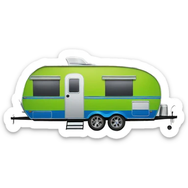 Realistic lime green and blue camping travel trailer isolated.  sticker