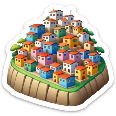 colorful favela hillside with stacked houses sticker