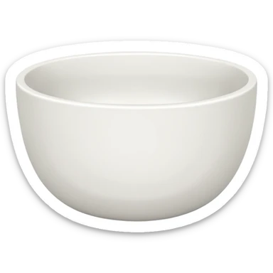 white bowl with simple flat white color inside, no liquid, no gloss, simple, clear sticker