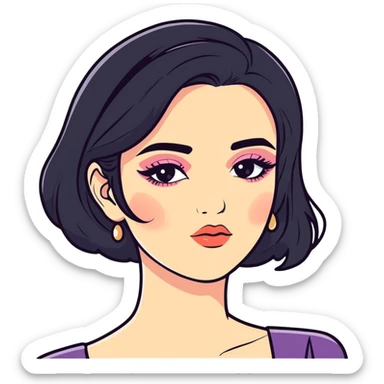 Sexy Black haired woman with fancy makeup sticker