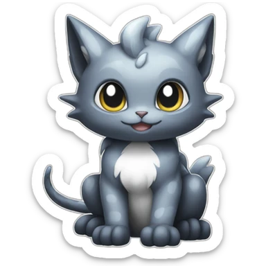 Sitting-Black-and-White-face-cat-dragon-type-pokemon sticker