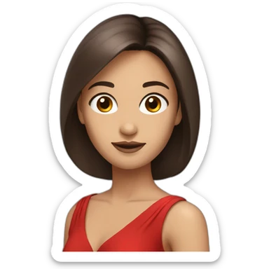 brunette with long straight hair with brown eyes in an evening red dress sticker