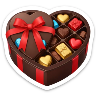 heart shaped box of luxury chocolates sticker