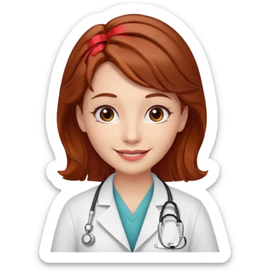 doctor with brown hair and red hairclips  sticker