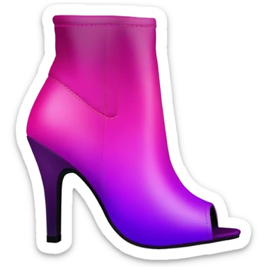 Realistic isolated front top view of a Pair of magenta to purple ombre higH heel peep toe bootie boots. sticker