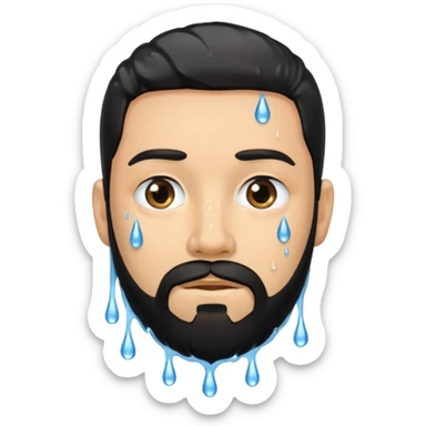 Man with black beard that is dripping wet sticker