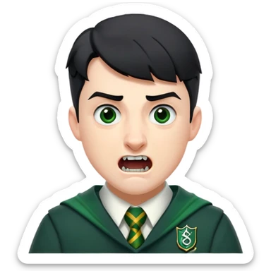 Jamie Yeates is Marcus Flint in harry potter, wear hogwarts slytherin uniform, short black hair, bulky face, often grimacing and showing buck teeth growl menacingly sticker