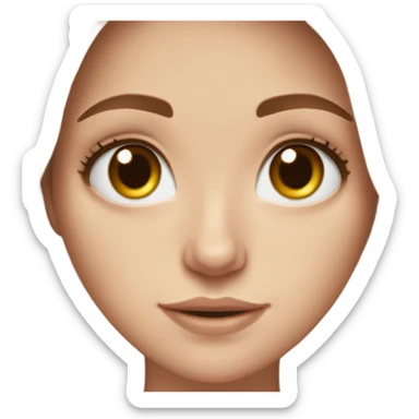 White girl with hazel coloured eyes and long brown hair. Freckles on her face sticker
